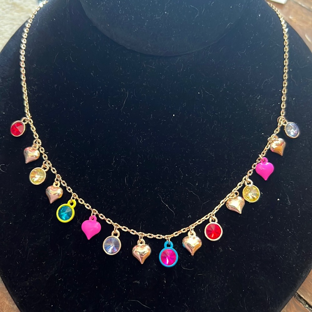 Betsey Johnson one love gem and heart necklace NWT